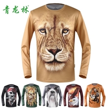 青龙林户外运动长袖T恤速干印花圆领吸湿排汗批发3D印花T恤