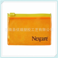 塑料pvc橙色拉链袋，文具袋