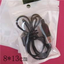 8*13cm白色阴阳骨袋有挂孔半透明自封袋耳机包装袋批发