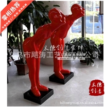 玻璃钢迎宾人雕塑酒店雕塑鞠躬雕塑摆件酒店会所KTV抽象人物