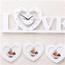 【专业品质】供应简约创意LOVE造型时尚相框挂钟