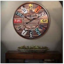 欧式乡村地中海田园复古铁艺效果挂钟客厅咖啡厅静音挂表Z