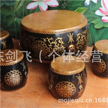 鼓凳实木牛皮鼓形圆桌圆餐桌圆凳可定制