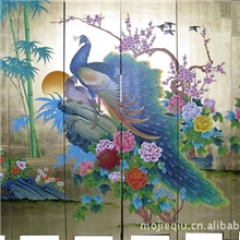 手绘朝阳图酒店隔断屏风背景壁装饰画沙发电视背景墙B221