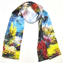 允隆厂家直销真丝围巾批发真丝数码喷绘长巾混批拿货新品喷花围巾