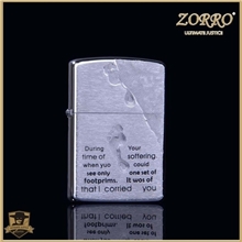佐罗正品香港ZORRO煤油打火机铜壳防风蚀刻脚印