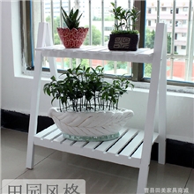 外贸原单~韩式田园风格家具~时尚实木置物架2层花架H404