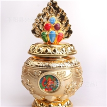 龙王宝瓶摩尼宝财神地藏王镇宅消灾吉祥聚财铜鎏金可装藏小号