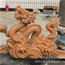 供应晚霞红石雕祥兽龙精品工艺品神兽龙室内摆件招财进宝