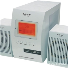 2.1白色木纹音响，遥控读卡音响，带lcd显示频音箱