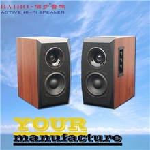 有源HIFI级多媒体音响，纯木质pc音响，插卡音响,电脑音箱