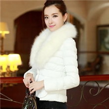 2013新款棉衣女时尚修身短款显瘦拼接大毛领棉服外套女