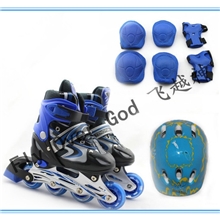 飞越神厂家直销儿童滑轮鞋旱冰鞋溜冰鞋套装可调节单排