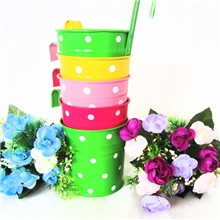 彩色圆点花器铁挂捅铁皮花盆花桶花器圆点波点可爱小花桶厂家直销