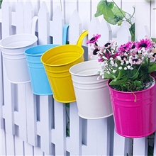 铁皮花桶挂钩可拆卸铁皮桶吊桶乡村田园风铁花盆阳台挂钩小花桶