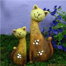 批发陶类动物小摆件10cm对猫田园家居装饰品86010