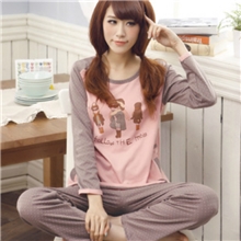 家居服厂家直供秋季可爱卡通女式纯棉女士睡衣长袖套装批发代发