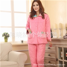 爆热卖批发睡衣女冬加厚珊瑚绒夹棉七彩保暖女士睡衣家居服套装