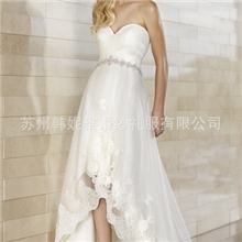 苏州婚纱厂供应前长后短款外贸精品婚纱，高档礼服来图来样定制