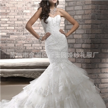 Maggie13年新款气质包臀修身鱼尾婚纱拖尾婚纱来图定制A3644