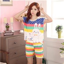批发2013夏季新款女士短袖卡通兔牛奶丝睡衣家居服一件代发N033