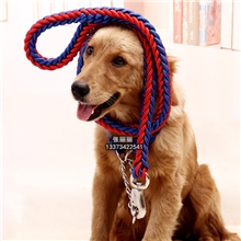 带半P项圈大型犬牵引带八股编织大狗绳宠物牵引绳狗绳狗链XL号