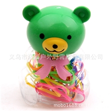 厂家直供批发新款卡通小熊皮筋儿童头饰发饰彩色皮筋瓶淘宝供货