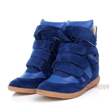 刘嘉玲同款内增高休闲鞋女鞋高帮鞋女韩版潮20130220蓝色