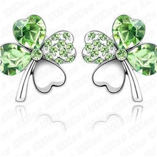 001淘宝网爆款水晶饰品耳饰耳钉耳针奥地利水晶耳环-幸运四叶草