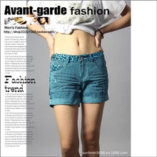 厂家直销专柜正品短款热裤女夏新热裤百慕双色豹纹短裤批发