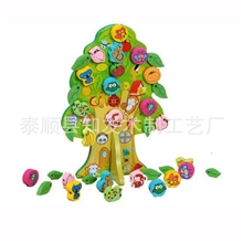 混批动物串果树智慧串串果树木制串珠串线穿插儿童益智玩具