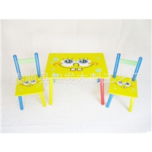 厂家混批木制儿童学习桌椅/幼儿园游戏写字画画桌椅海绵宝宝家具