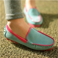 韩版2013欧洲站荧光糖果色平跟单鞋豆豆鞋撞色英伦复古休闲女鞋子