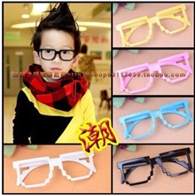 厂家批发新款儿童装饰眼镜个性造型积木大框架男女通用