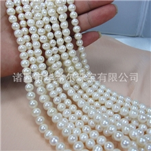 【华希尔珠宝】厂家批发8-9mm近圆形天然淡水白色珍珠半成品项链