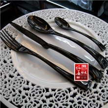 新产品黑色玫瑰刀叉不锈钢西餐刀叉勺法国kaya奢华品味刀叉勺