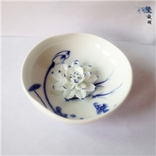 景德镇创意陶瓷香插青花大碗陶瓷釉莲花香插手工仿古薰香檀香