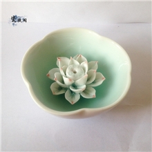 景德镇陶瓷香插香炉莲花香盘菩提摆件手工创意工艺品花口香托