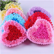 圣诞节情人节婚庆礼品用品24朵心形蕾丝边礼盒玫瑰香皂花多色选