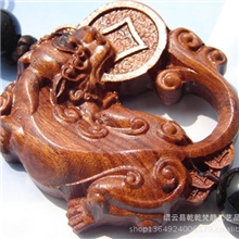 宝石铭花梨木含钱貔貅招财貔貅招财进宝木质貔貅车挂汽车挂件