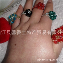 低价地摊热销DIY水晶串珠戒指纯手工编织简约[15粒]八字花