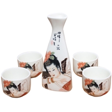 网店爆款酒具批发白酒杯酒壶5件套装陶瓷酒具贵妃醉酒