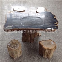 高端木化石茶盘硅化木树化石木化石原石桌面乌硅化木茶盘