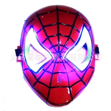 万圣节面具儿童动漫卡通面具蜘蛛侠玩具发光带灯蜘蛛侠面具