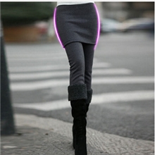 2012秋冬新款大码女装胖mm冬装加绒加厚保暖假两件打底裤裙裤靴裤