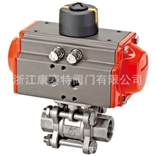 DN25气动三片式球阀Q611，气动不锈钢阀门，气动阀门球阀，气动阀