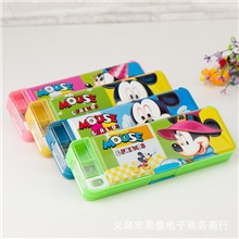 迪士尼系列学生文具盒双面双开塑料文具盒带双卷笔刀4色0053