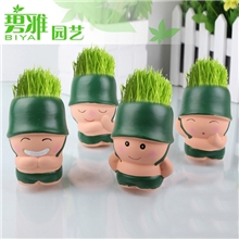 草头娃娃陶瓷批发（小兵娃娃）新奇特地摊货源迷你桌面植物