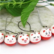 景德镇陶瓷手机链挂件高温瓷手机吊坠手工陶瓷（可爱猪猪）