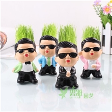 Zakka（鸟叔摆件）陶瓷微型盆景草头娃娃种植草娃娃家居摆件